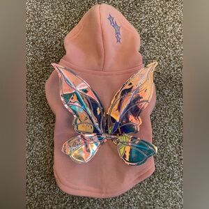 Pink Butterfly Hoodie for Dogs - Iridescent Wings